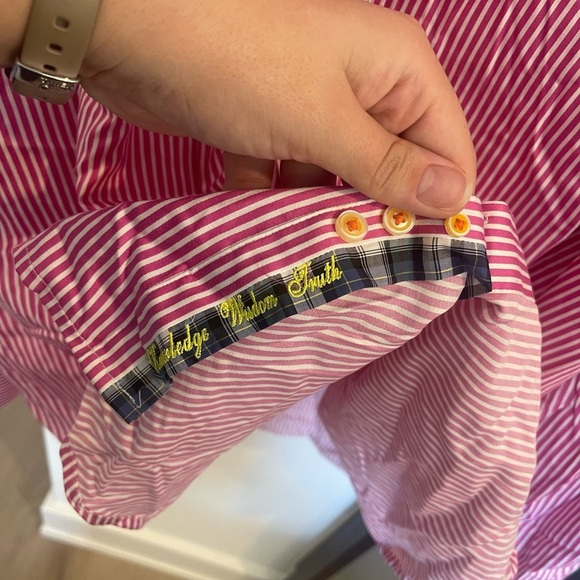 Robert Graham Pink Stripe Long Sleeve Button Down Shirt - Size 2XL - Picture 6 of 8